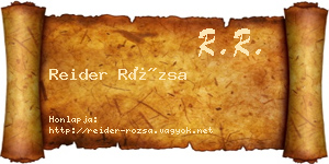 Reider Rózsa névjegykártya